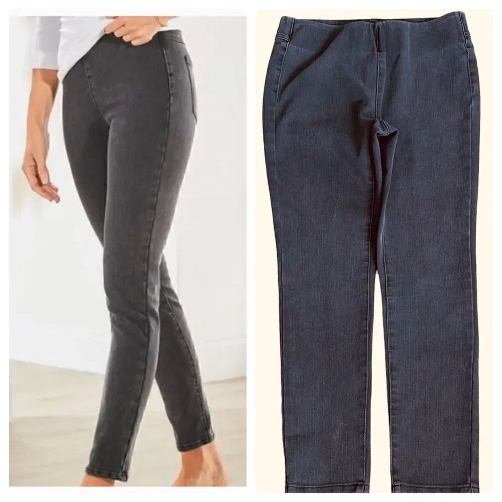 Soft Surroundings Faded Black Pull On Skinny Jeans Size PXS